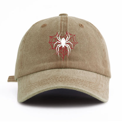 Spider Print Washed Baseball Cap For Adults
