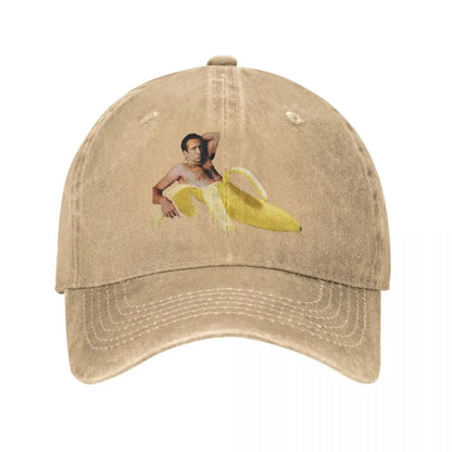 Spring Summer Men Women Nicolas Cage Banana Pattern Ponytail Baseball Cap