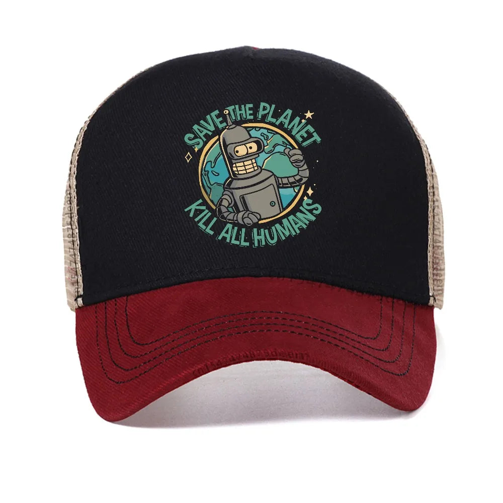 Save The Planet Kill All Humans Futurama Merch Baseball Cap