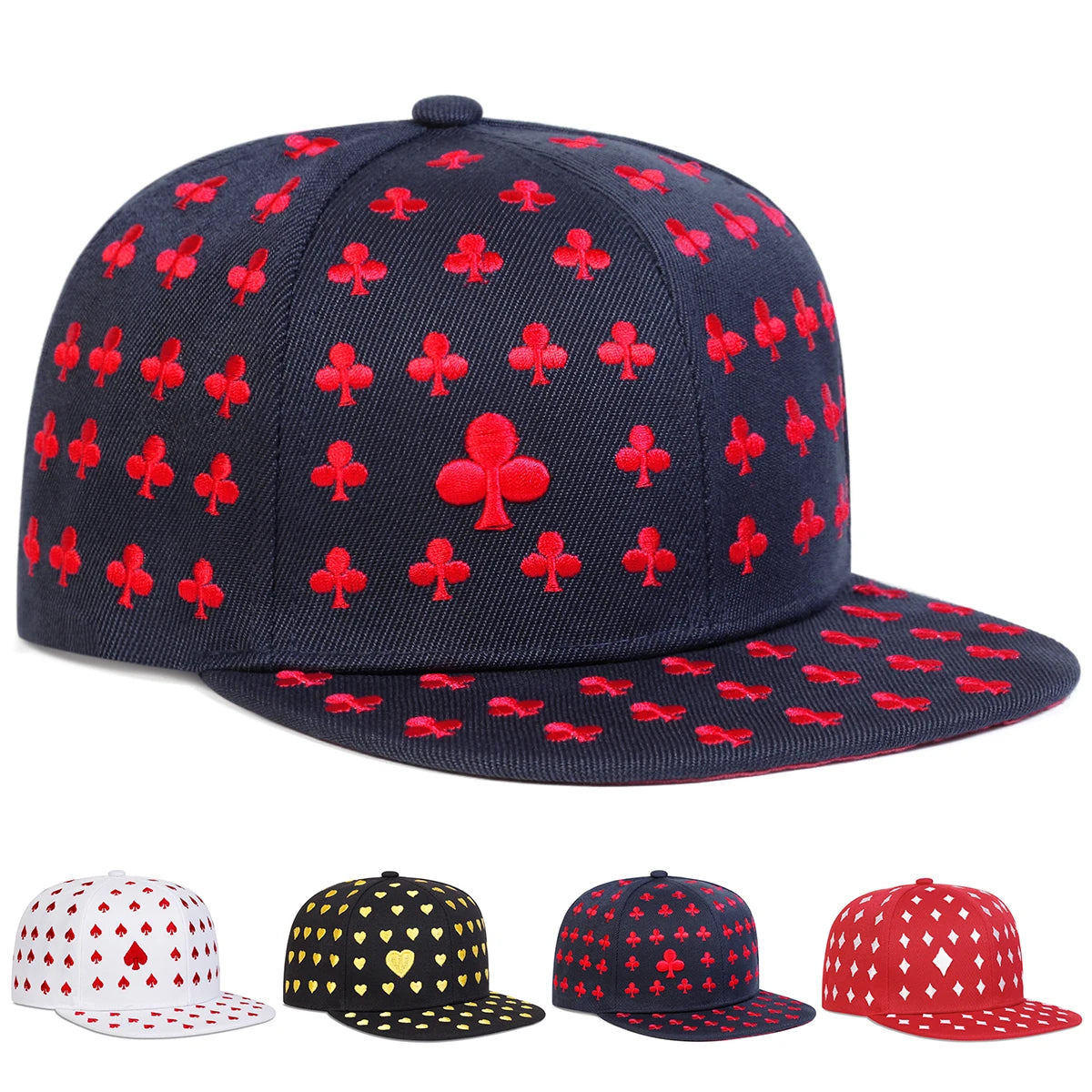 Unisex Poker Pattern Embroidery Hip-hop Hats Spring Autumn Outdoor