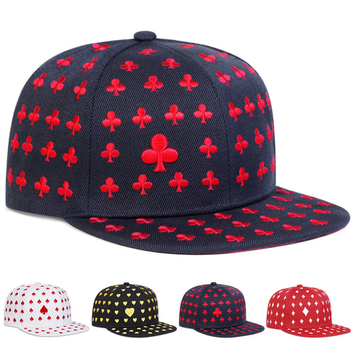 Unisex Poker Pattern Embroidery Hip-hop Hats Spring Autumn Outdoor