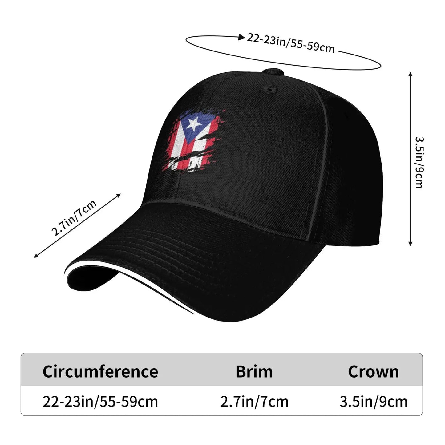Puerto Rico Flag Print Cap Outdoor Baseball Caps