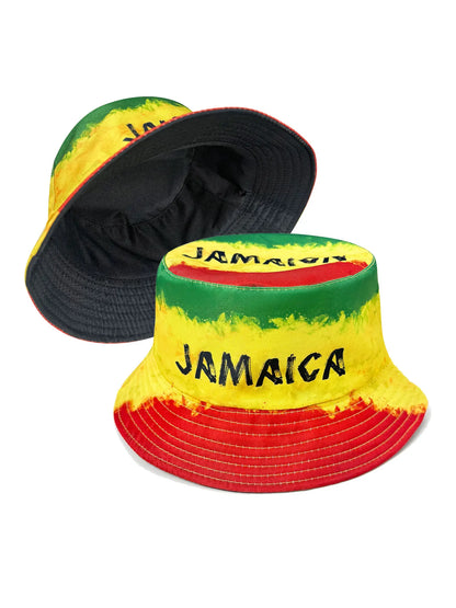 Brightly Colored Letter Print Bucket Hat Reversible Bucket Hat