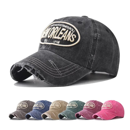 Vintage Washable Cowboy Baseball Cap Embroidery for Men Women Worn Out Hip Hop Caps
