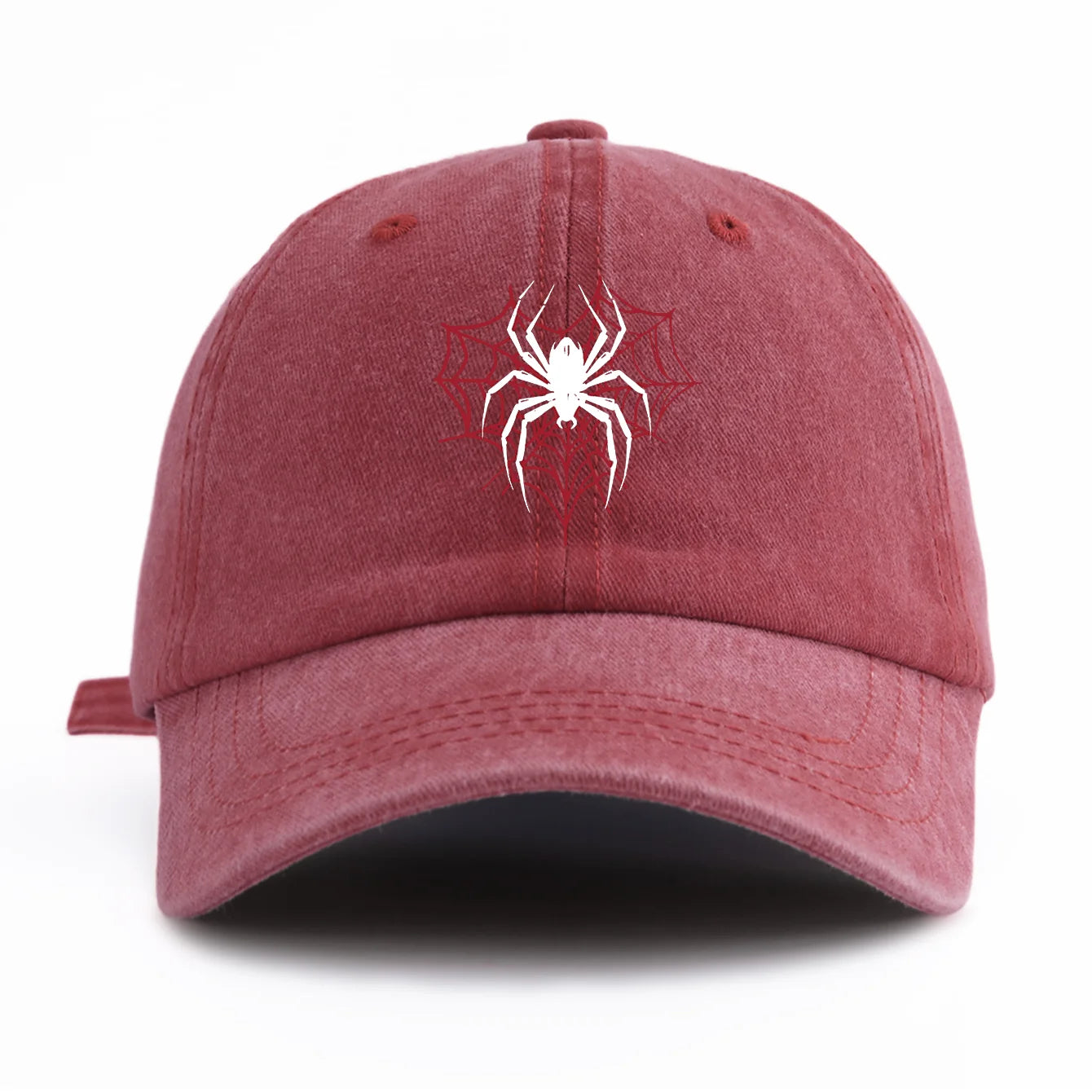 Spider Print Washed Baseball Cap For Adults