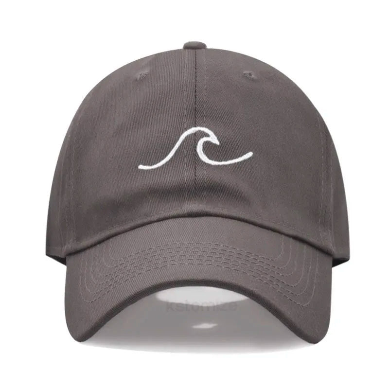 Men's Baseball Cap Women's Washed Cotton Waves Embroidery Embroidery Sport Golf Caps For Man