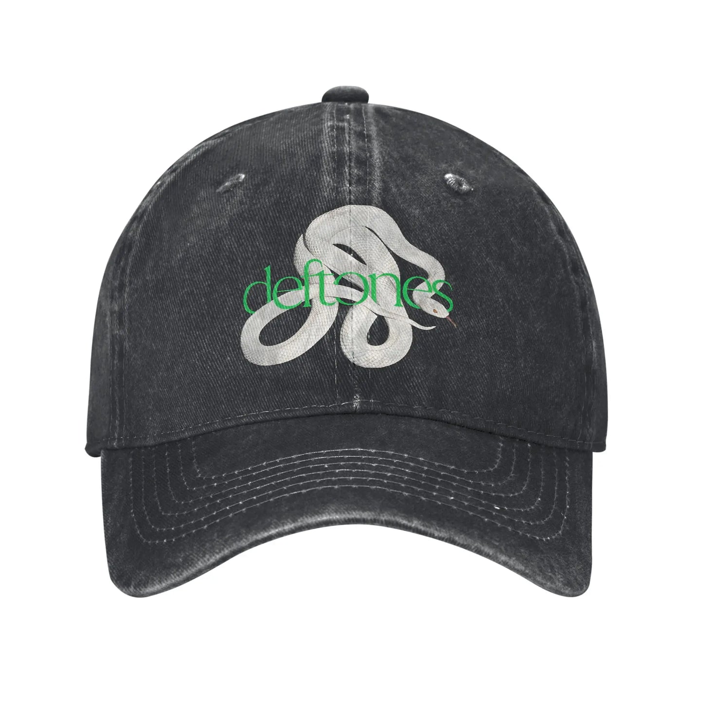 Retro Deftones Baseball Caps Unisex Style Distressed Cotton Snapback Cap White Pony