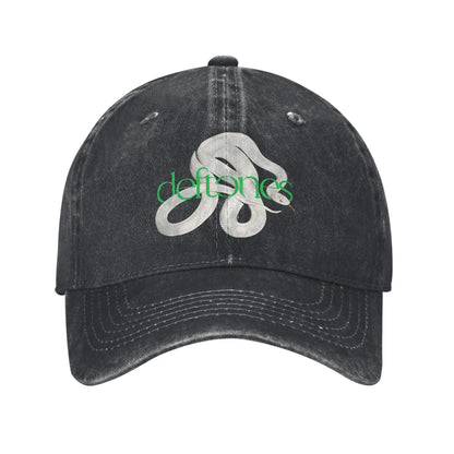 Retro Deftones Baseball Caps Unisex Style Distressed Cotton Snapback Cap White Pony