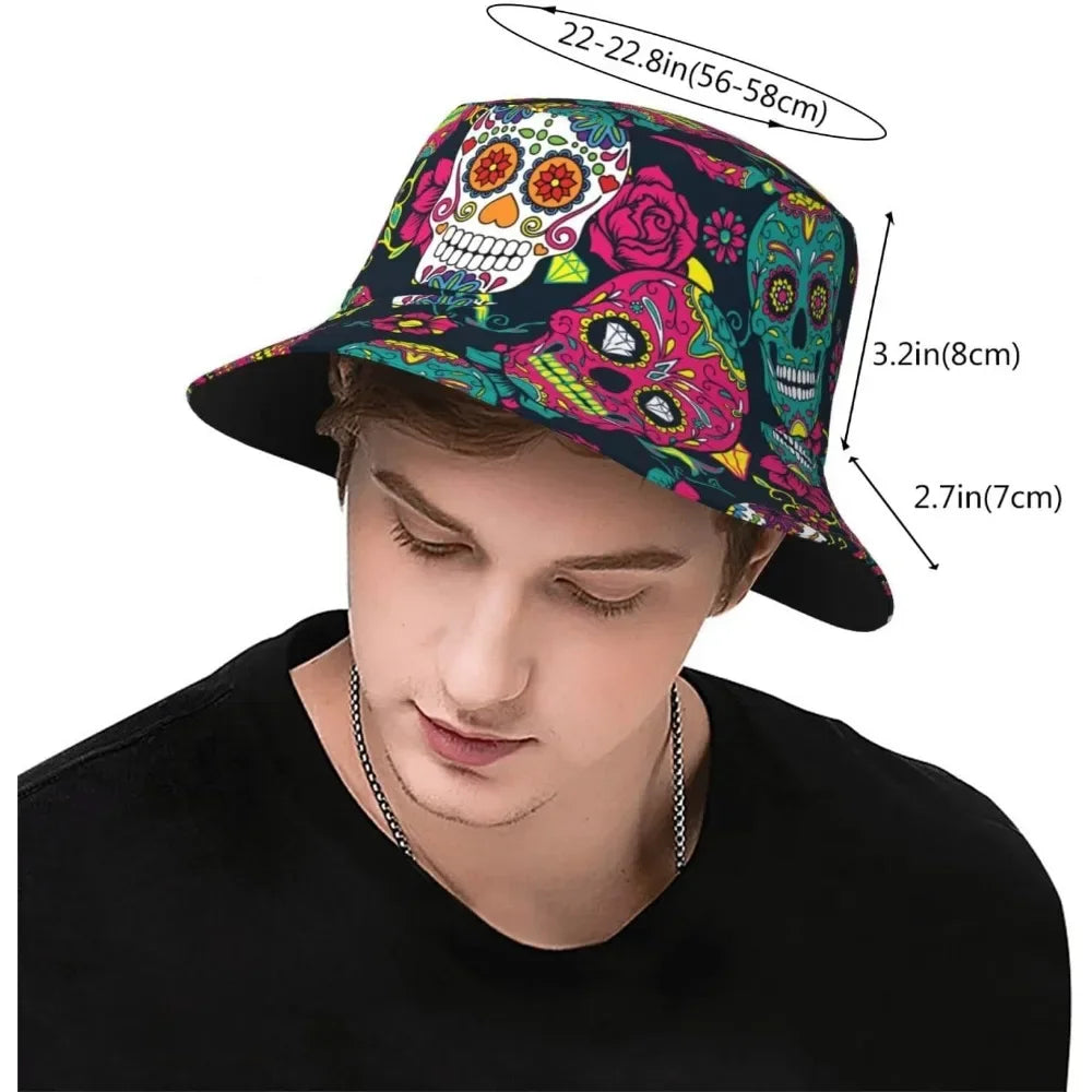 Mexican Skull Fisherman Cap Hip Hop Gorras Summer Unisex Printing Bucket Hat