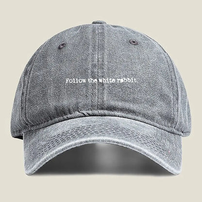 Follow the white rabbit Alice in Wonderland The Washed Baseball Cap