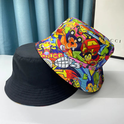 2024 New Bucket Hats Letter Embroidered Double-sided Fisherman