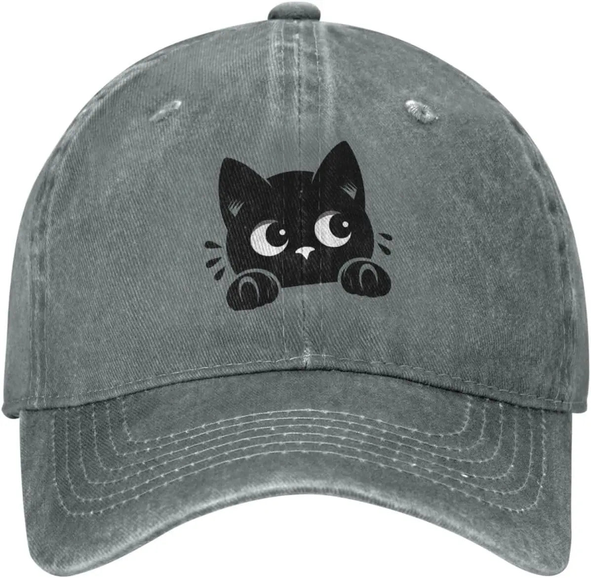 Funny Black Cat Peeking Baseball Caps For Women Man