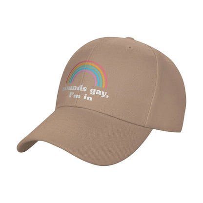 Fashion Sounds Gay I'm In LGBT Pride Rainbow Racerback Curved Brim Baseball Cap