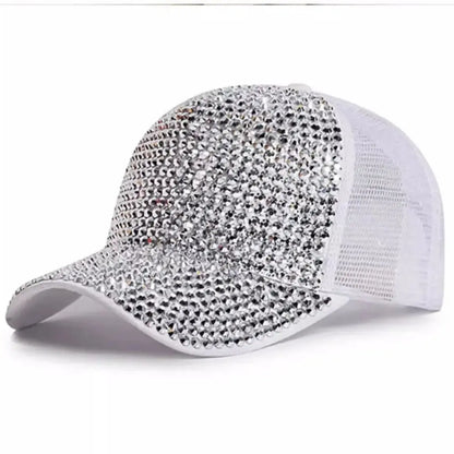 Baseball Cap Women Full Rhinestone Beads Mesh Cap Street Fashion