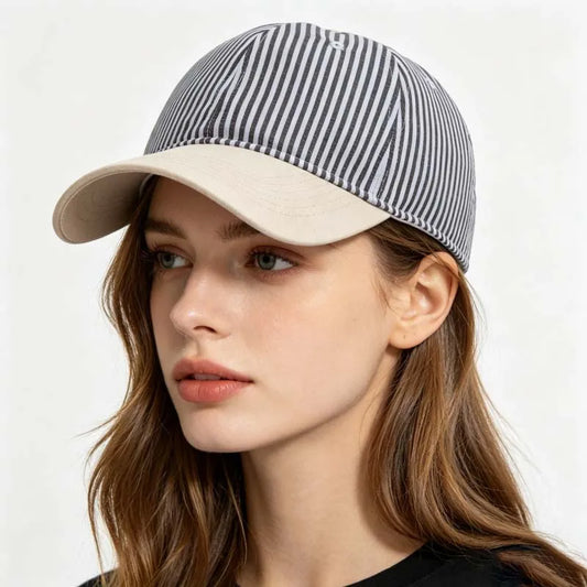 Fashion Korean Style Striped Soft Top Baseball Cap