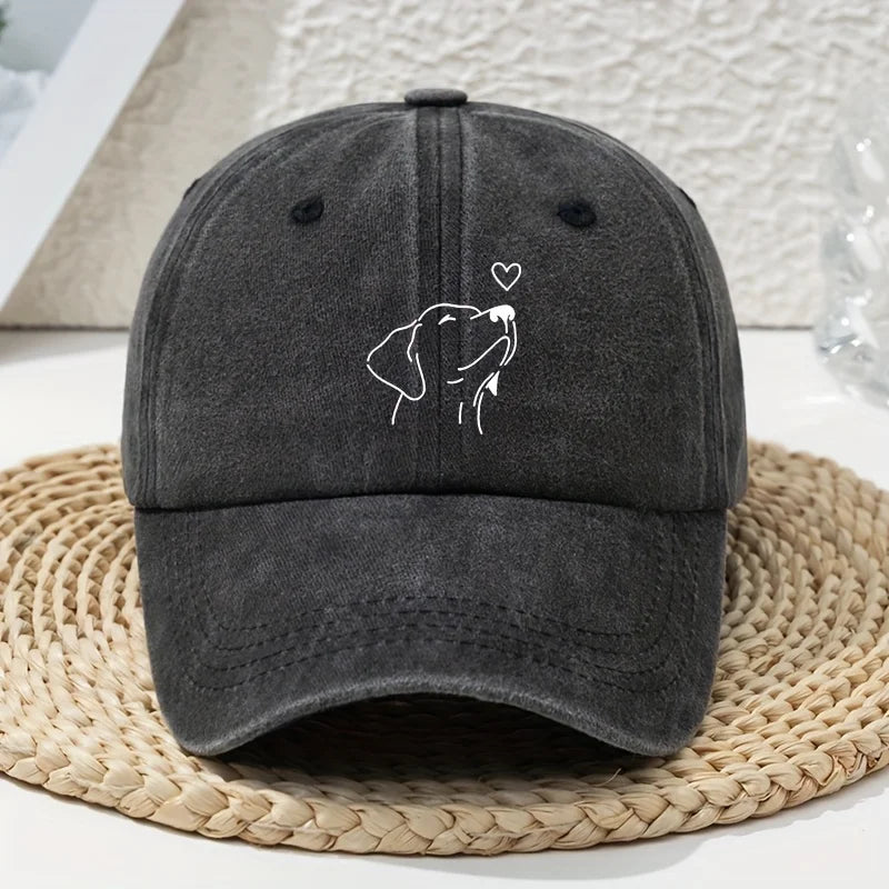 White Line Dog Print Women's Baseball Cap