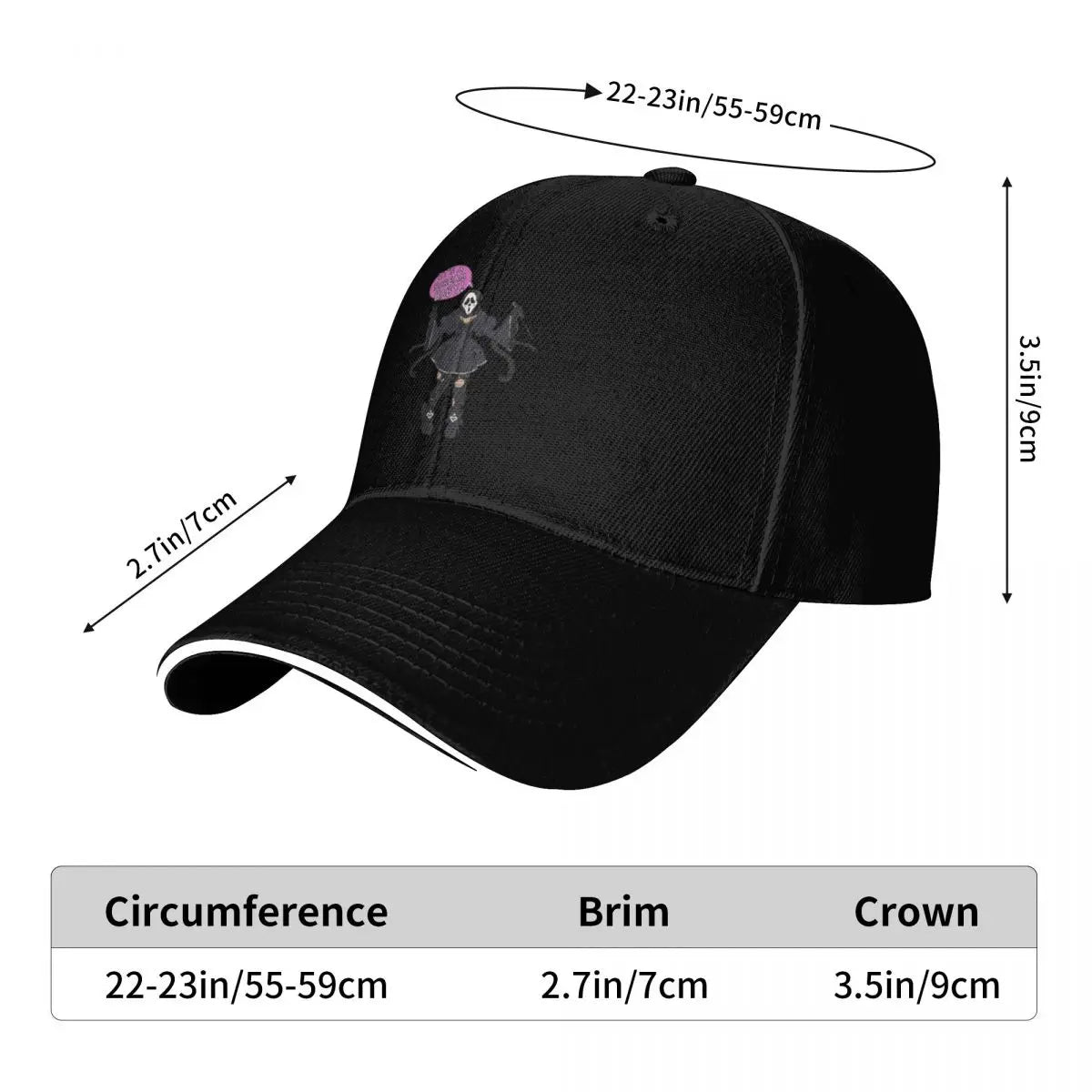 Girl Ghost Face Baseball Cap Adjustable Buckle Closure Moisture Wicking