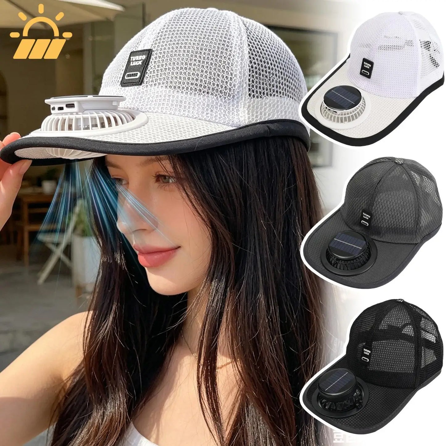 Summer Breathable Mesh Cap Solar Fan Cap Baseball Cap
