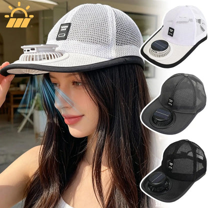 Summer Breathable Mesh Cap Solar Fan Cap Baseball Cap