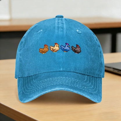 Summer 4 Chickens S-Stardew V-Valley Game Baseball Cap