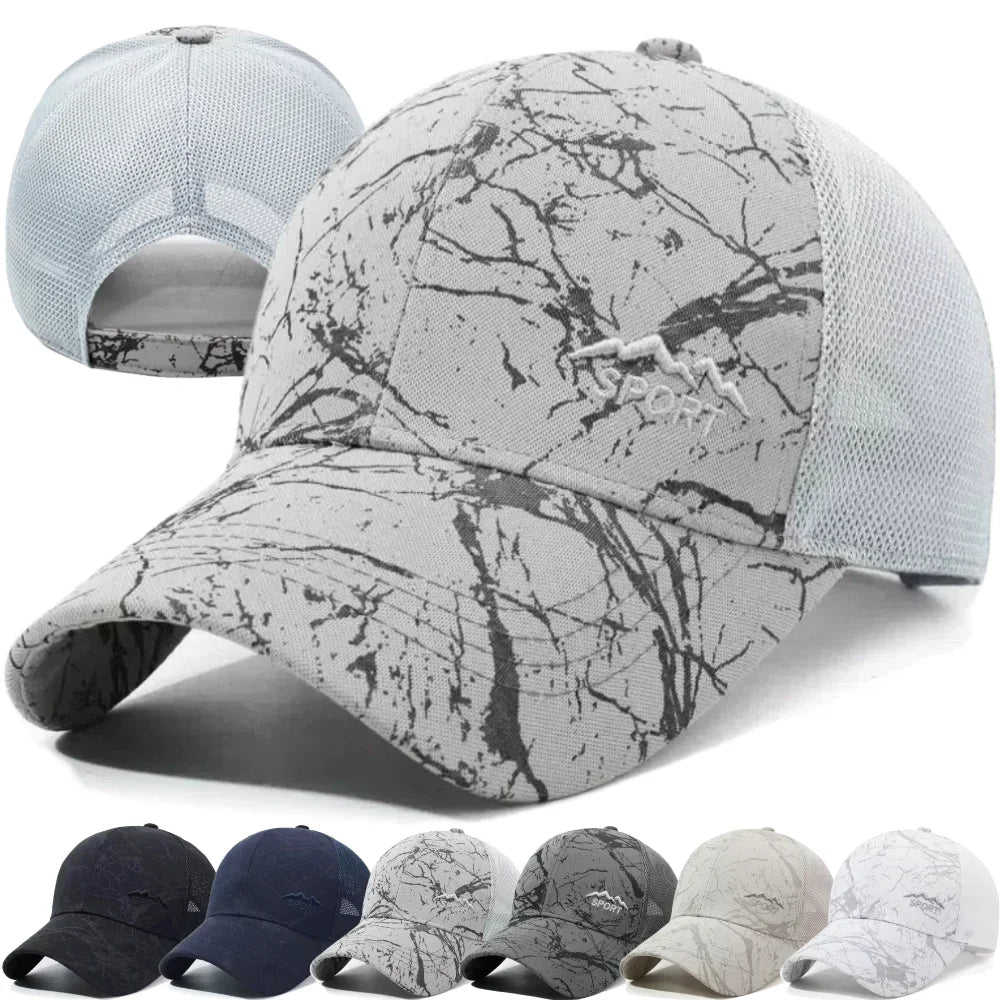 New Style Unisex Marble Print Mesh Baseball Cap