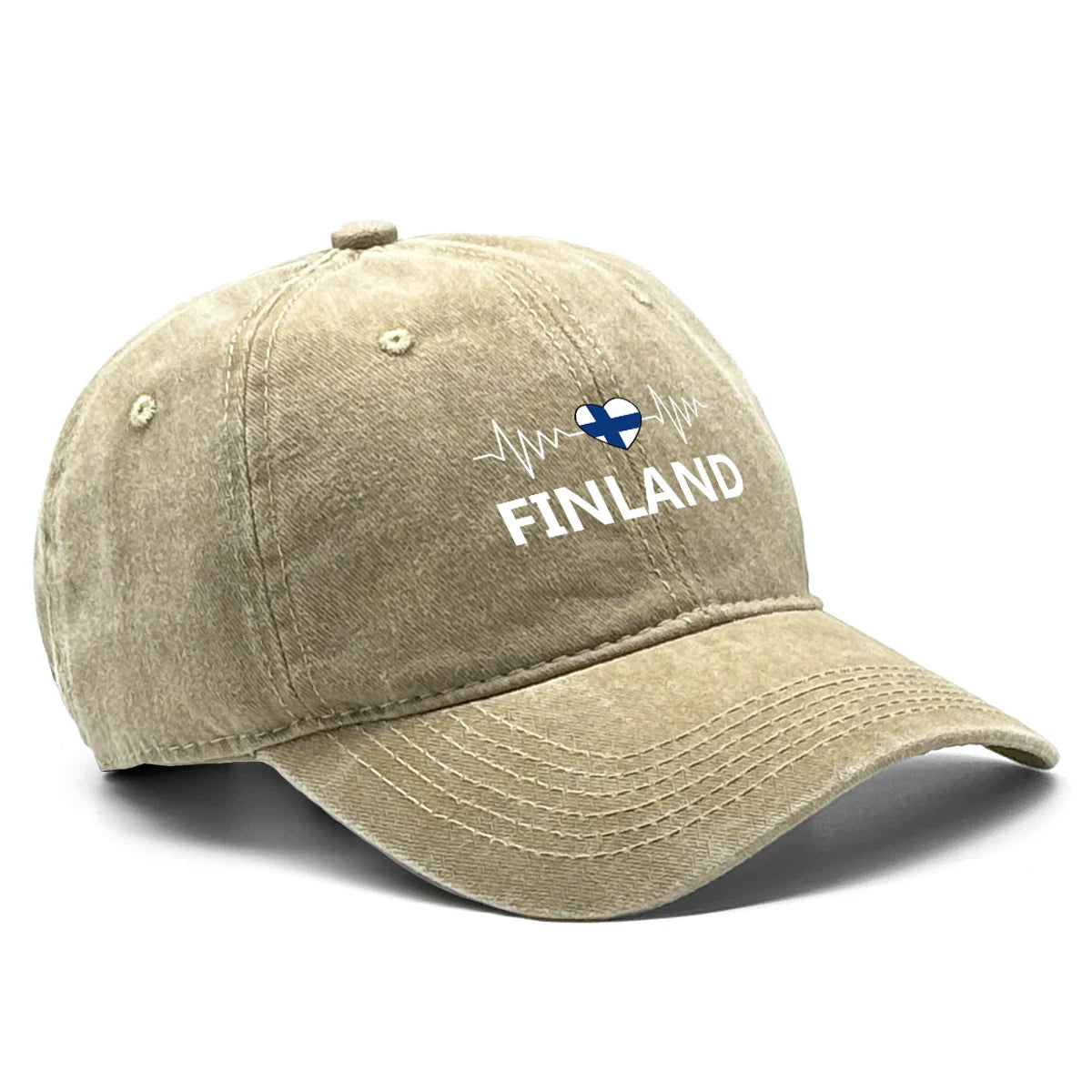 Heart-shaped  Finland Flag Snapback Baseball Cap Distressed Strap