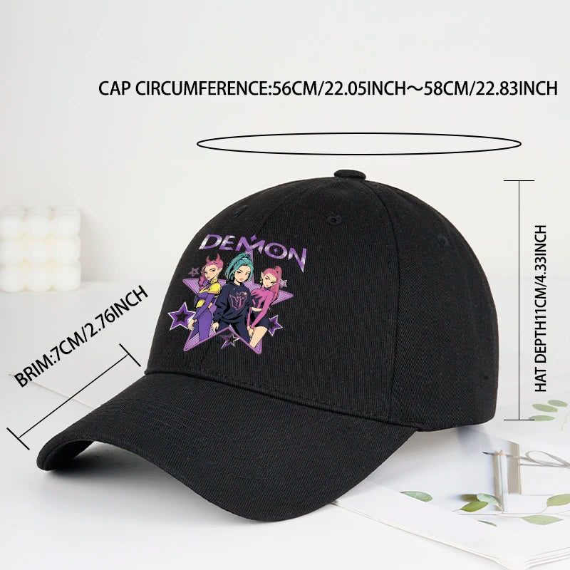 Demon Girl Group Cartoon Print Baseball Cap