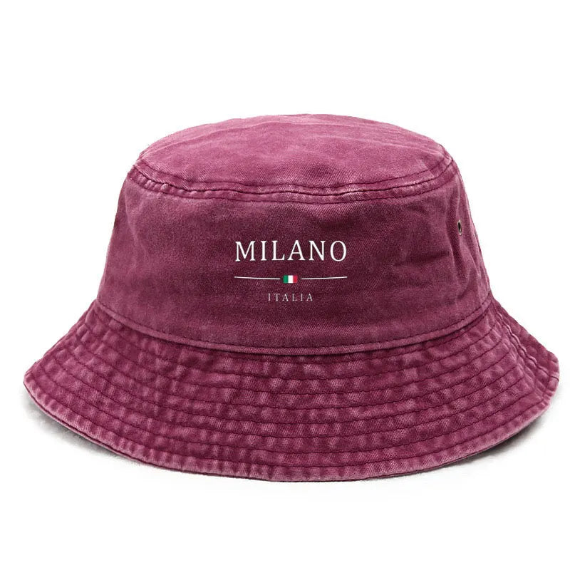 Cotton Washed Bucket Hat Milano Design Vintage Distressed Fisherman Cap Retro