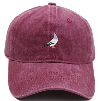 Vintage Washed Pigeon Bird Embroidery Baseball Cap