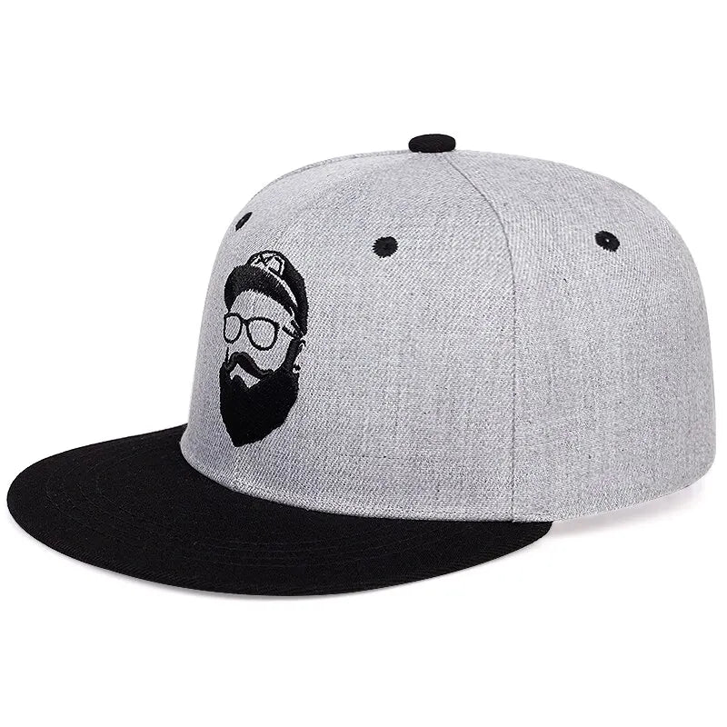 Unisex Bearded Old Man Embroidery Hip-hop Hats Outdoor Adjustable Casual Snapback Caps Sunscreen Hat