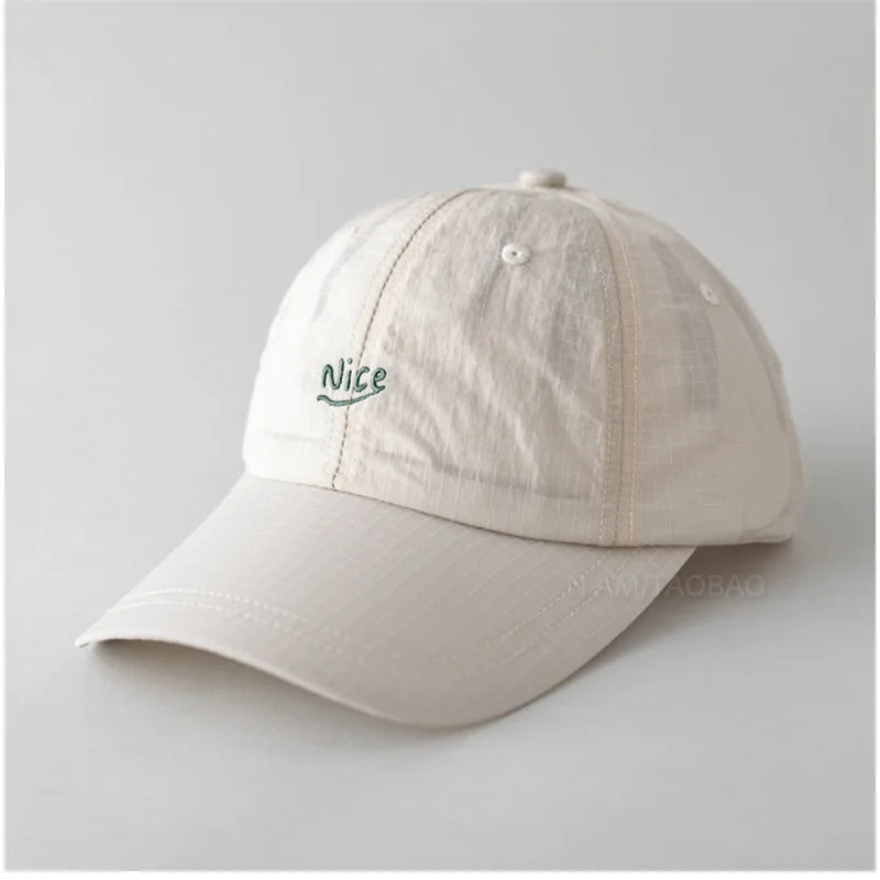 Quick Dry Baseball Cap With Letter Embroidery & Plaid
