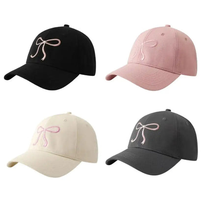 Bow Baseball Cap Embroidered Sweet Cute Soft