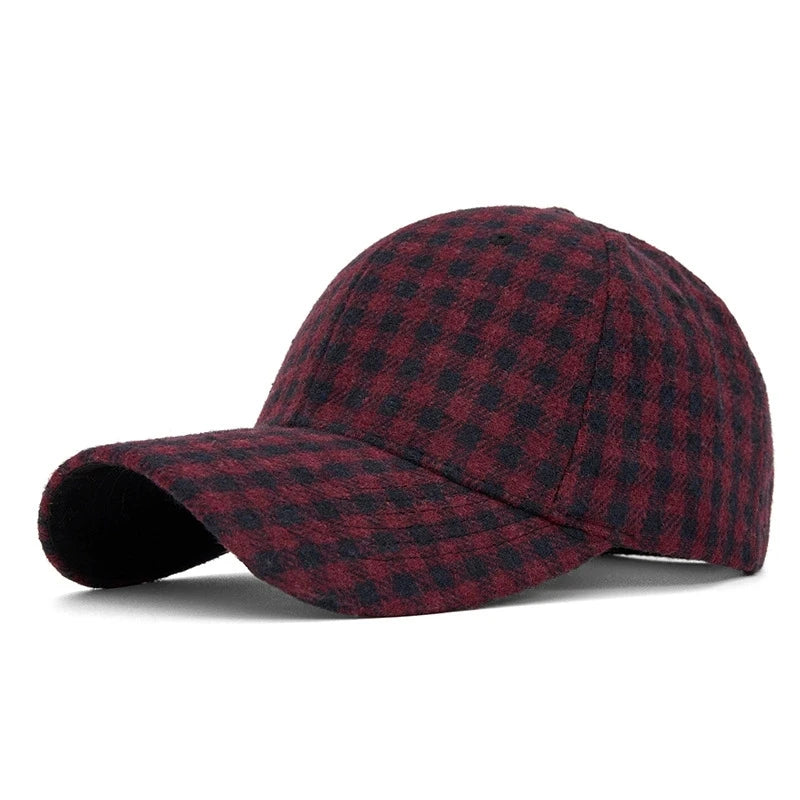 Hats For Men And Women New Classic Plaid Baseball Cap Hard-Brimmed Face-Slimming