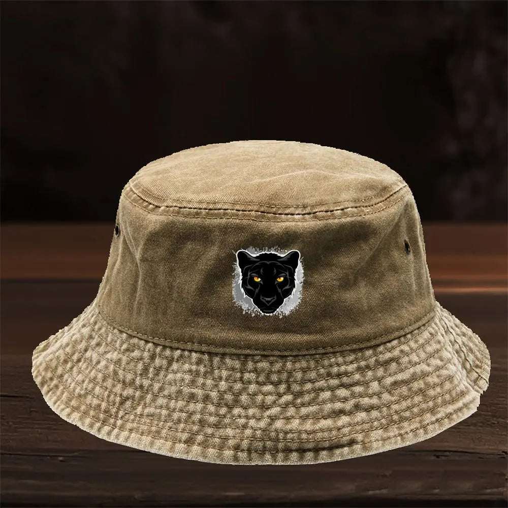 Featuring a Stylish Black Panther Head Print Design Bucket Hat