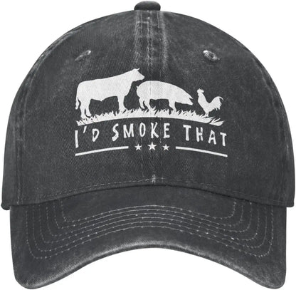 I'd Smoke That Patriot BBQ Barbeque Cook Chef Unisex Baseball Cap