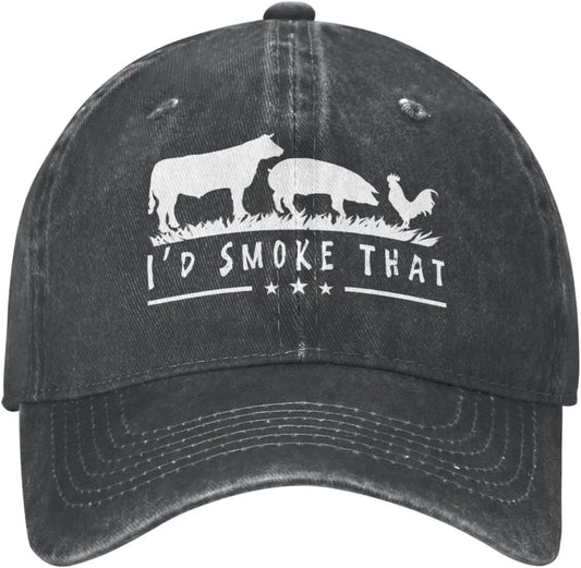 I'd Smoke That Patriot BBQ Barbeque Cook Chef Unisex Baseball Cap