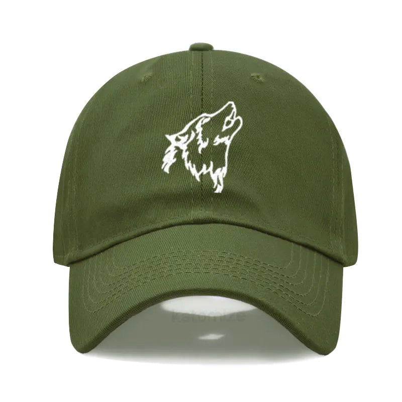 Wolf Embroidered Baseball Cap For Women Men