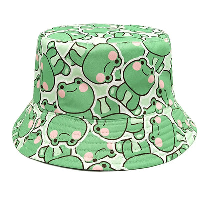 Double-sided Yellow Duck Print Pattern Panama Summer Sunscreen Fisherman Cap Bucket Hat