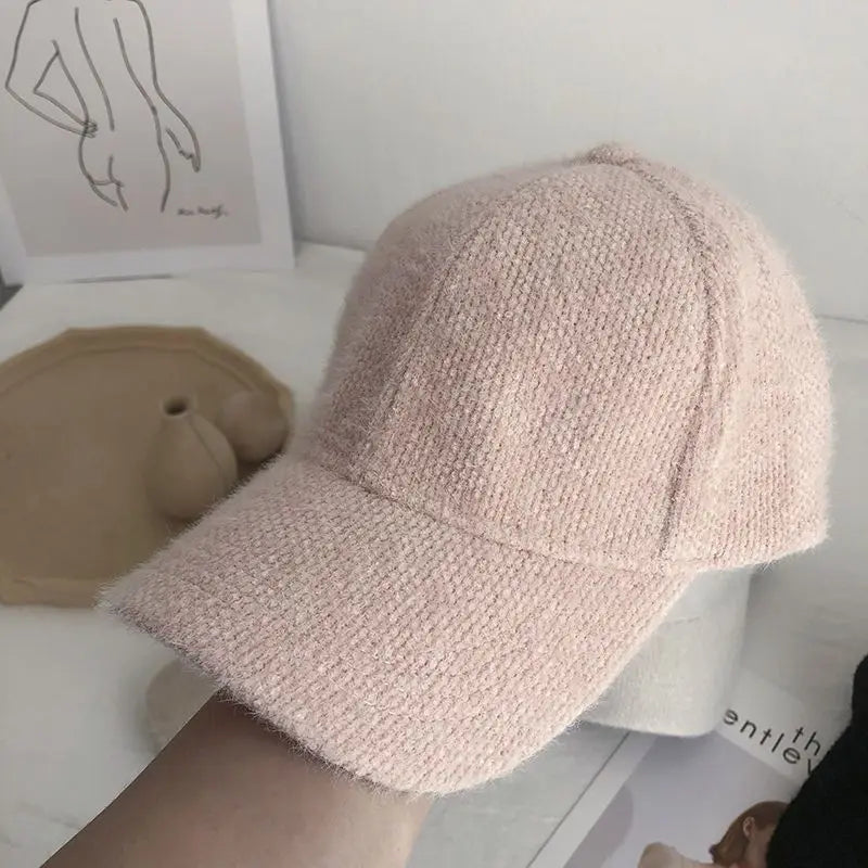 Warm Rabbit Fur Snapback Cap