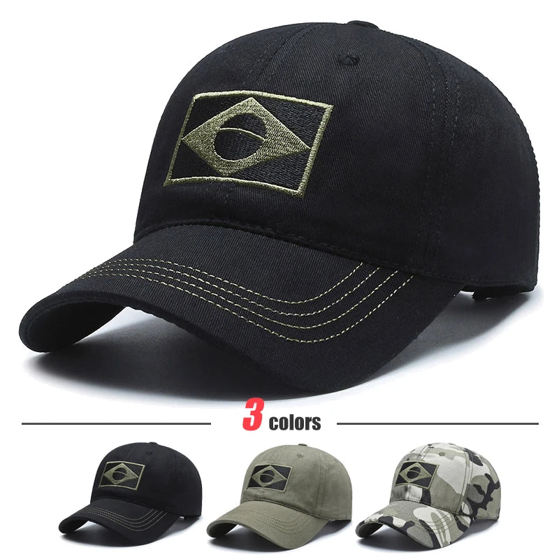 Unisex Brazilian Flag Embroidery Tactical Baseball Cap Classic Fashion Men Women