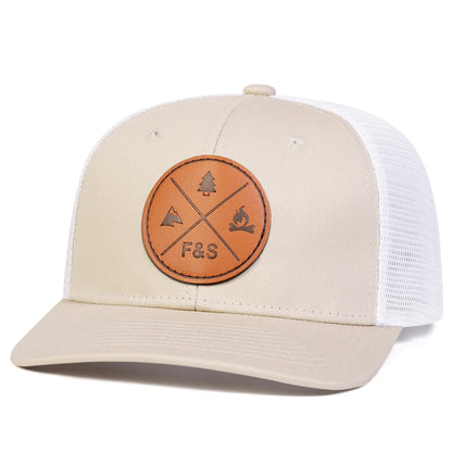 Unisex F&S Round Leather Label Baseball Net Caps Spring and Summer Outdoor
