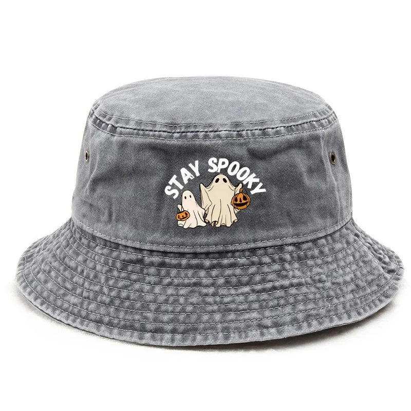 Halloween Themed Atmosphere "STAY SPOOKY" Printed Cap Bucket Hat