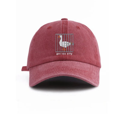 Baseball Cap Unisex Goose Cage Print Hat Got Too Silly Letter Graphic