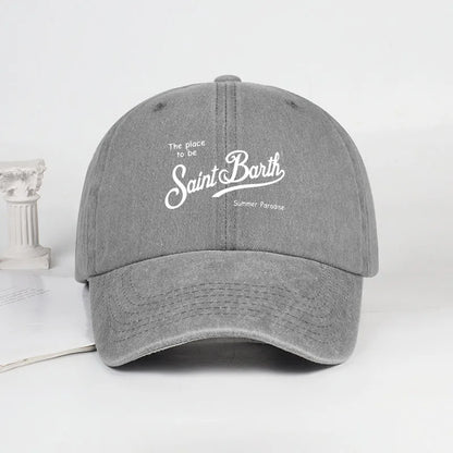 Saint Barth "The Place To Be" Print Washed Baseball Cap