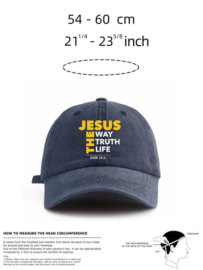 JESUS CROSS Print Washed Baseball Cap