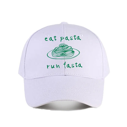 Pink Baseball Cap Eat Pasta Run Fasta Baseball Cap