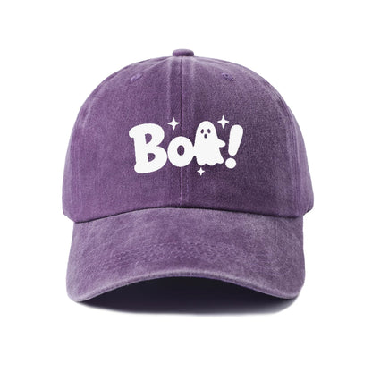Vintage Washed Boo Ghost Quote Graphic Baseball Cap