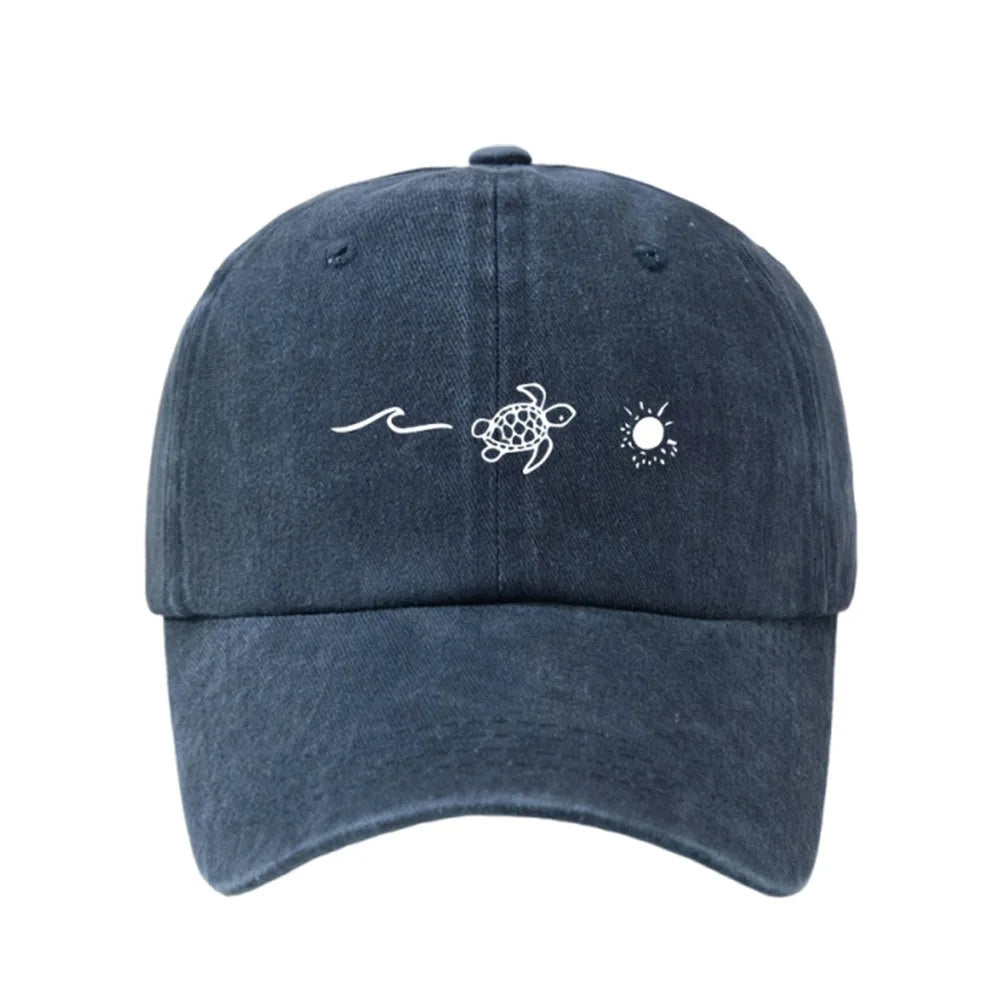 Fashion Wave Turtle Baseball Caps Sun Protection Adjustable Sunscreen Hats Men Women