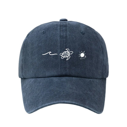 Fashion Wave Turtle Baseball Caps Sun Protection Adjustable Sunscreen Hats Men Women