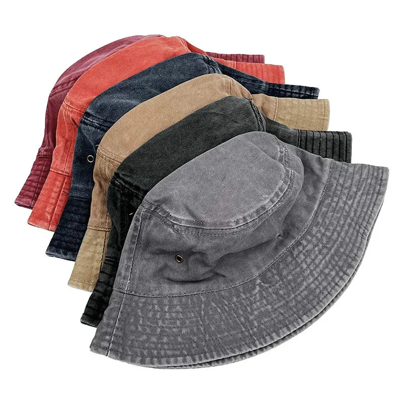 Outdoor Fisherman Hat Vintage Washed Cotton Bucket Hats Summer Women Panama Hat